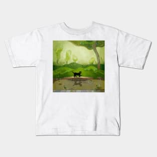 Kitty on a rainy day Kids T-Shirt